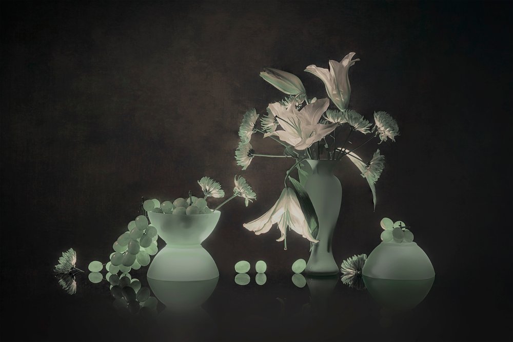 Glowing Lilies and Grapes by Lydia Jacobs