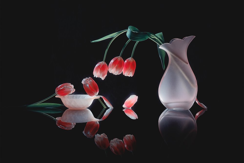 Glowing Tulips Reflection by Lydia Jacobs