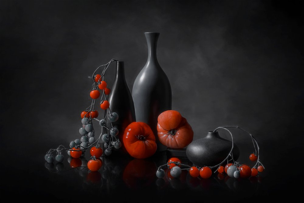 Moody Tomato Still Life by Lydia Jacobs