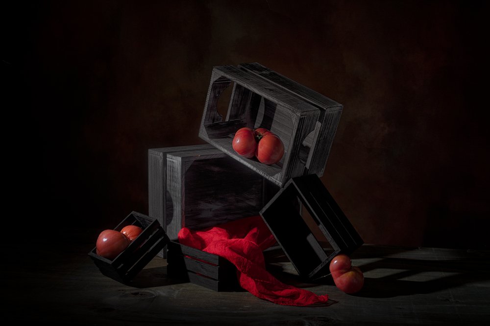 Red Fruits in Crates by Lydia Jacobs