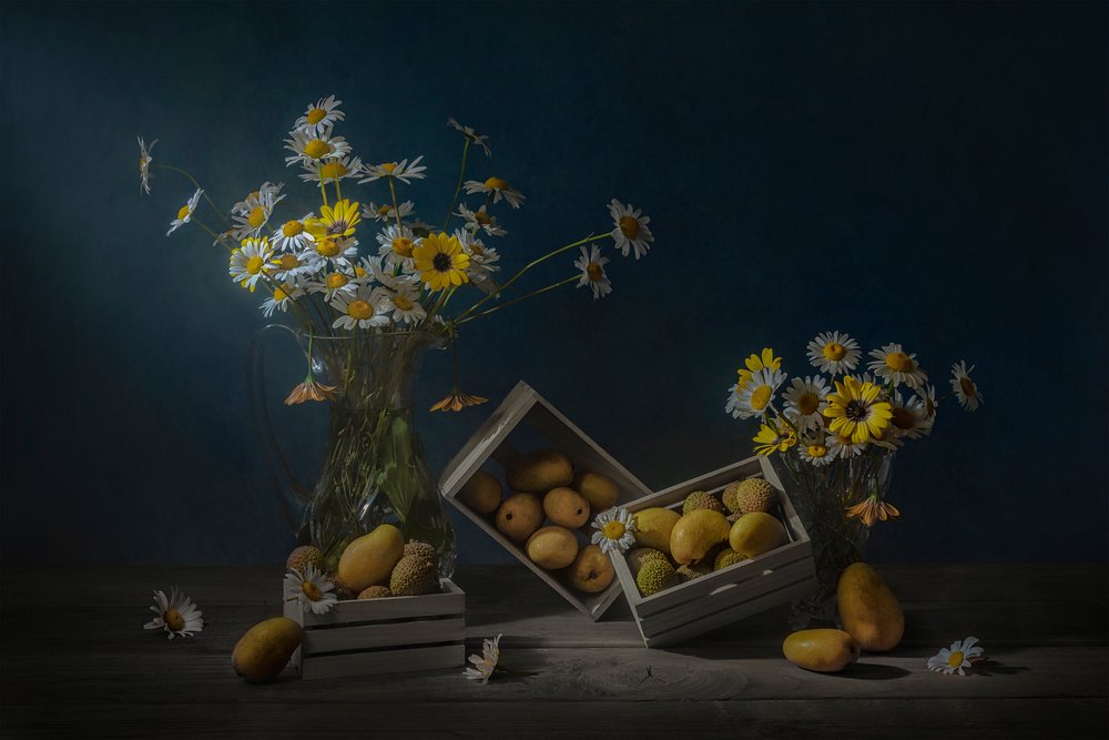 Rustic Fruit and Flowers by Lydia Jacobs