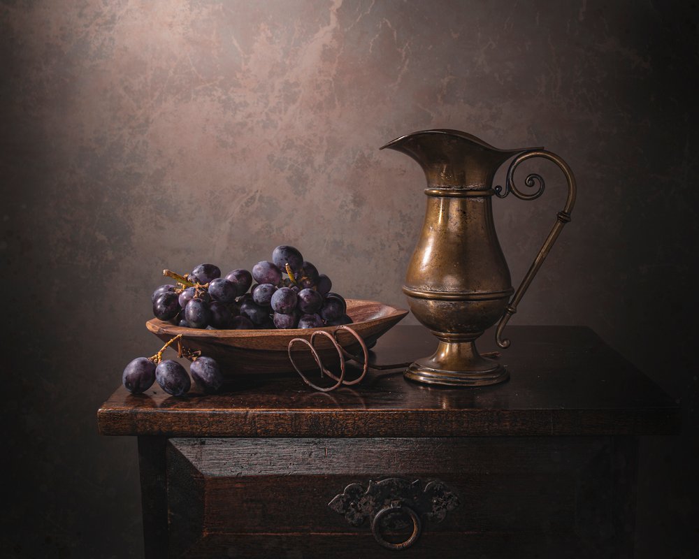 Classic Grapes and Pitcher by Margareth Perfoncio