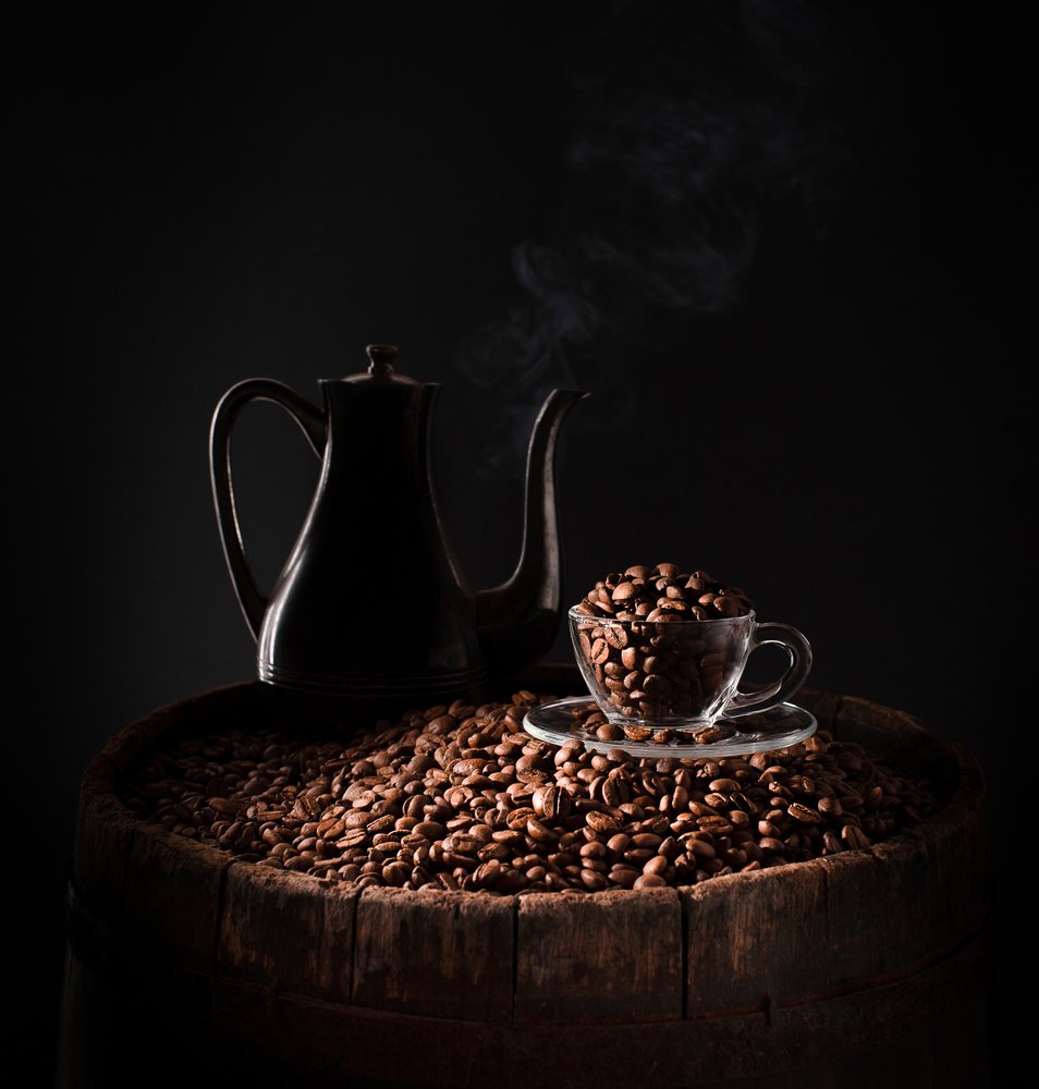 Dark Coffee Pot And Beans by Margareth Perfoncio
