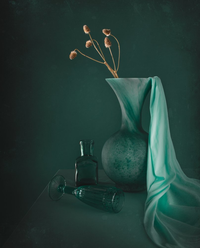 Elegant Teal Still Life by Margareth Perfoncio