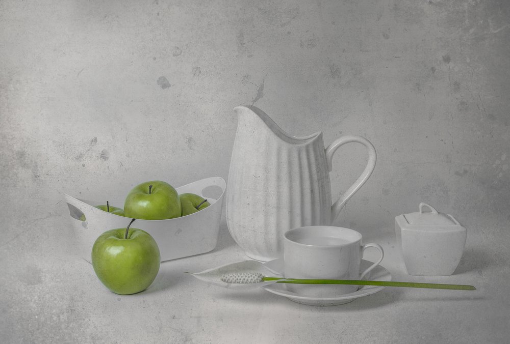 Fresh Green Apples Still Life by Margareth Perfoncio