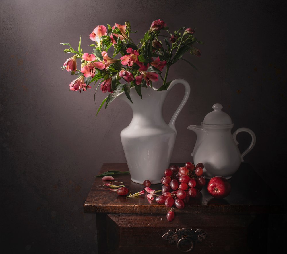Moody Flowers and Fruit by Margareth Perfoncio