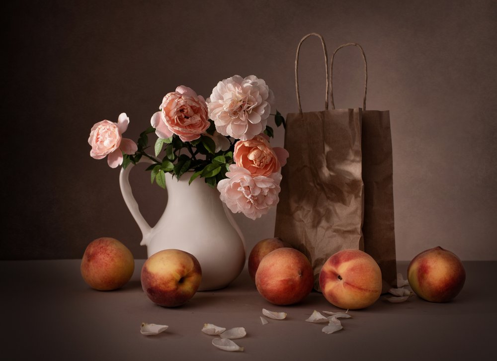 Pink Roses and Peaches by Margareth Perfoncio