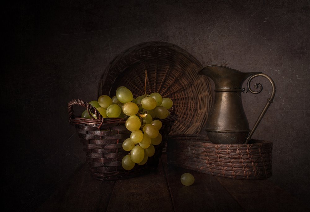 Rustic Grapes Still Life by Margareth Perfoncio