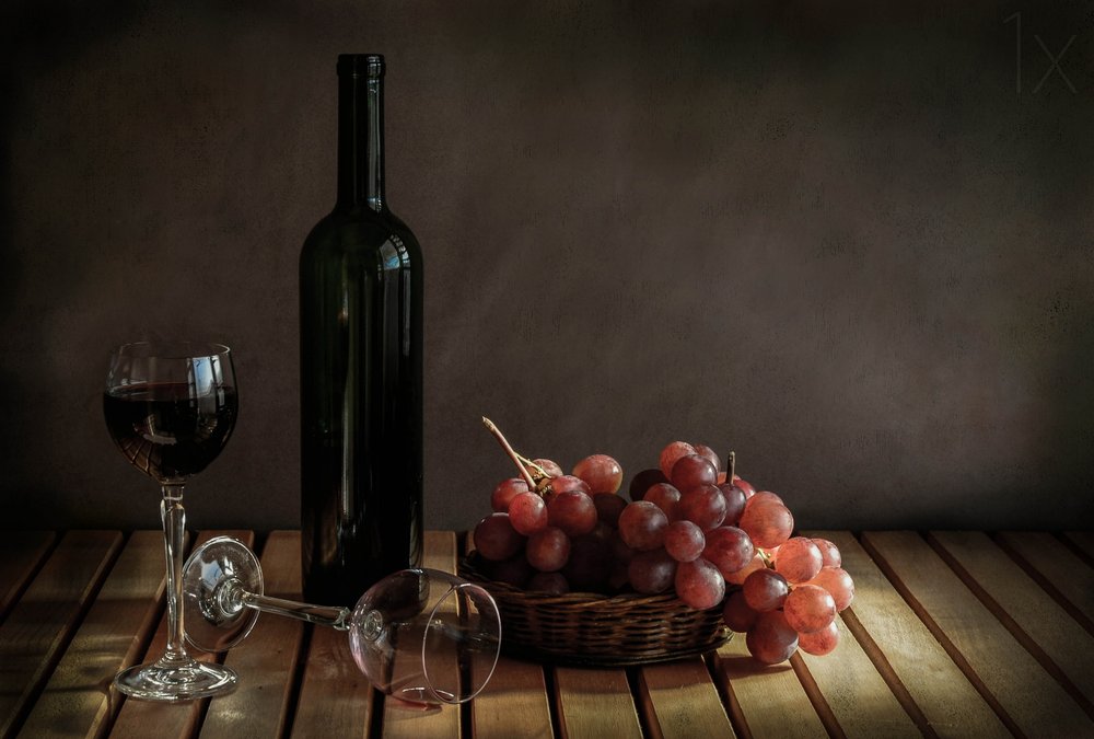 Rustic Wine and Grapes by Margareth Perfoncio