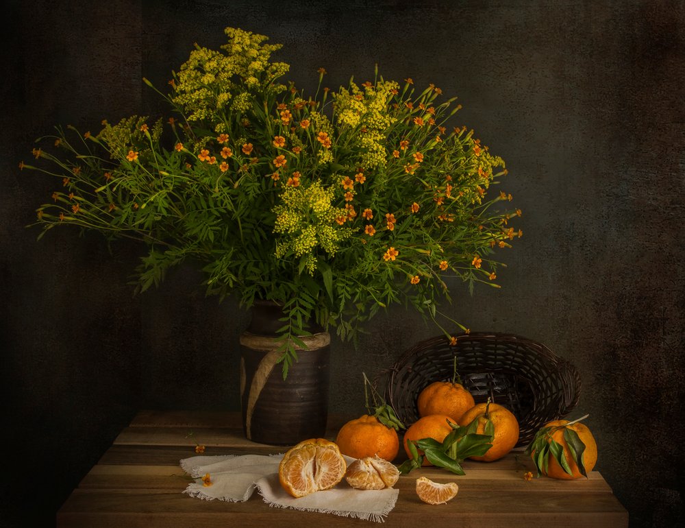 Tangerines and Fall Flowers by Margareth Perfoncio