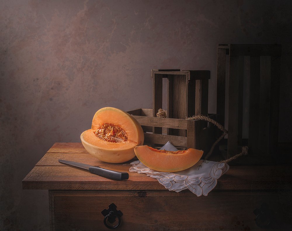 Warm Cantaloupe Still Life by Margareth Perfoncio