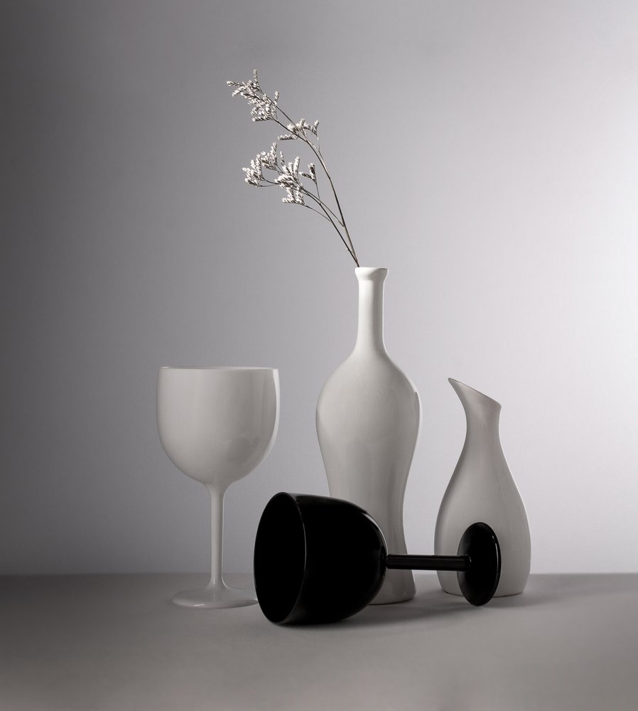 White Vases Black Glass by Margareth Perfoncio