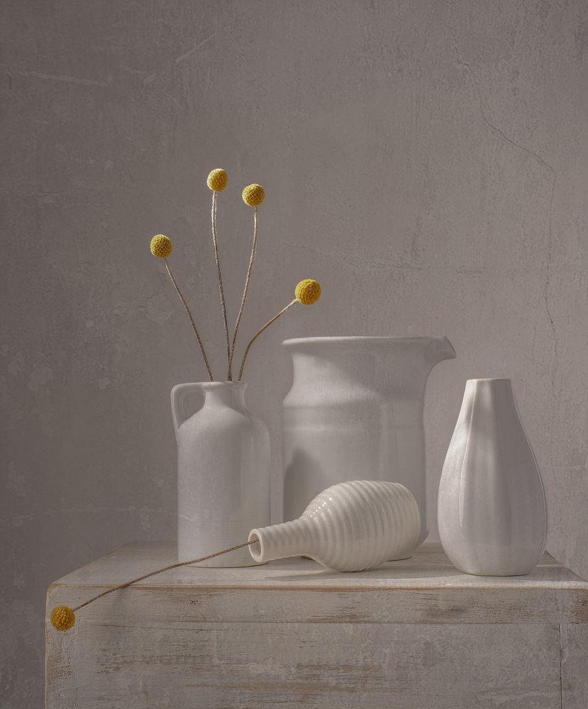 White Vases Yellow Flowers by Margareth Perfoncio