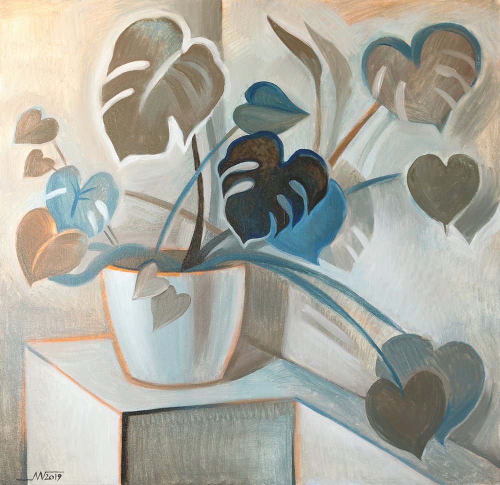 Modern Monstera Hearts by Marina Gorkaeva