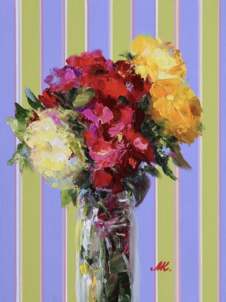 Colorful Striped Flower Bouquet by Marina Kozyr