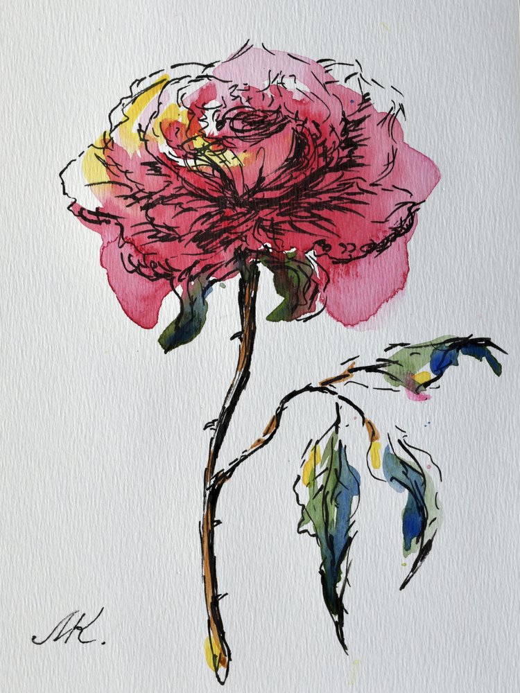 Expressive Pink Rose by Marina Kozyr