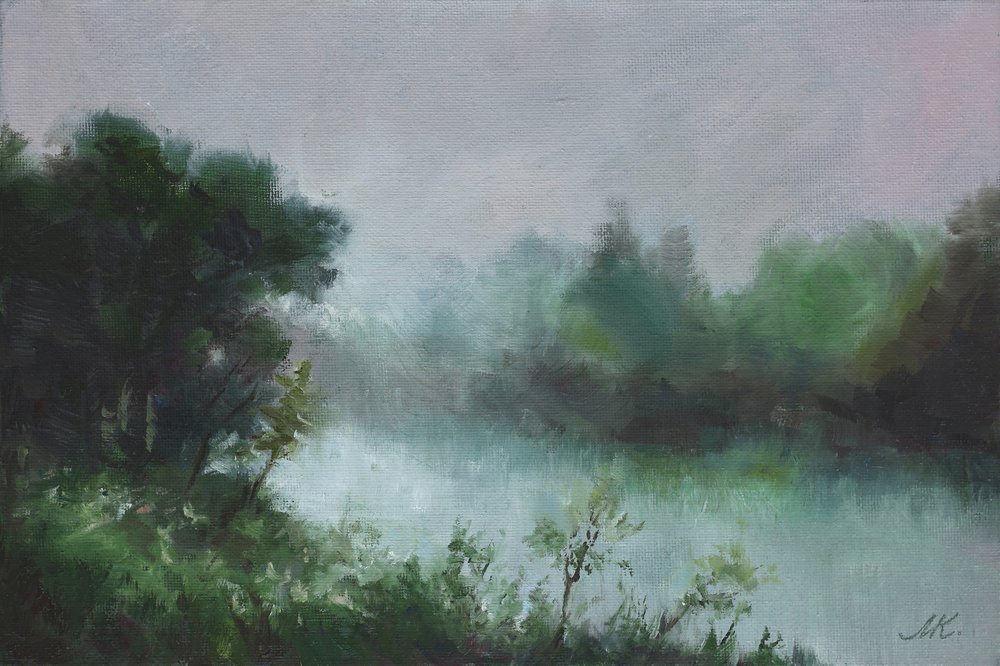 Misty River Landscape by Marina Kozyr