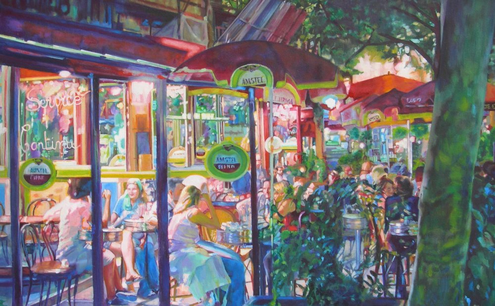 Bustling Evening Cafe by Maxine Shore