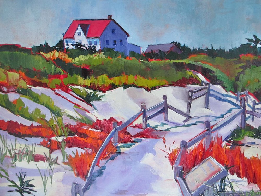 Red Roof Beach Path by Maxine Shore