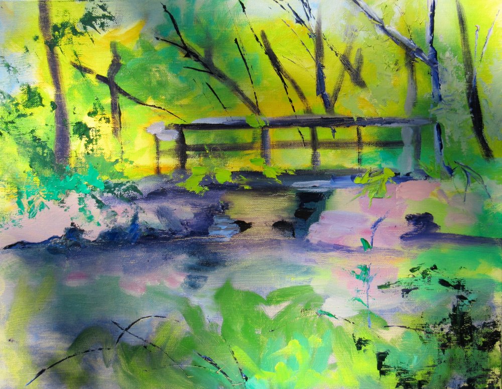 Serene Forest Bridge by Maxine Shore
