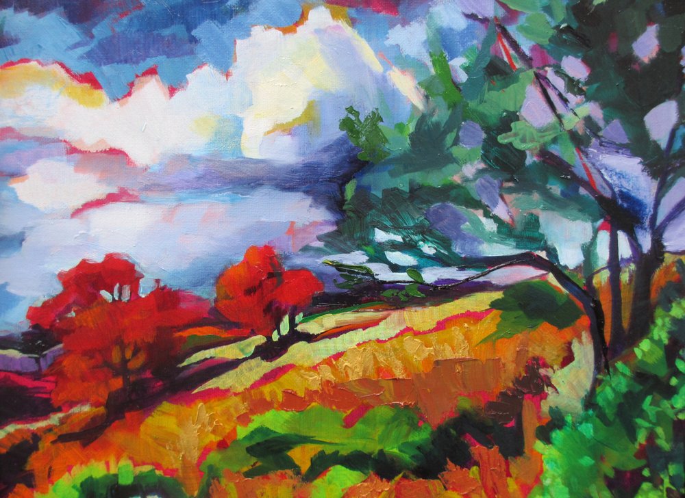 Vibrant Autumn Landscape by Maxine Shore