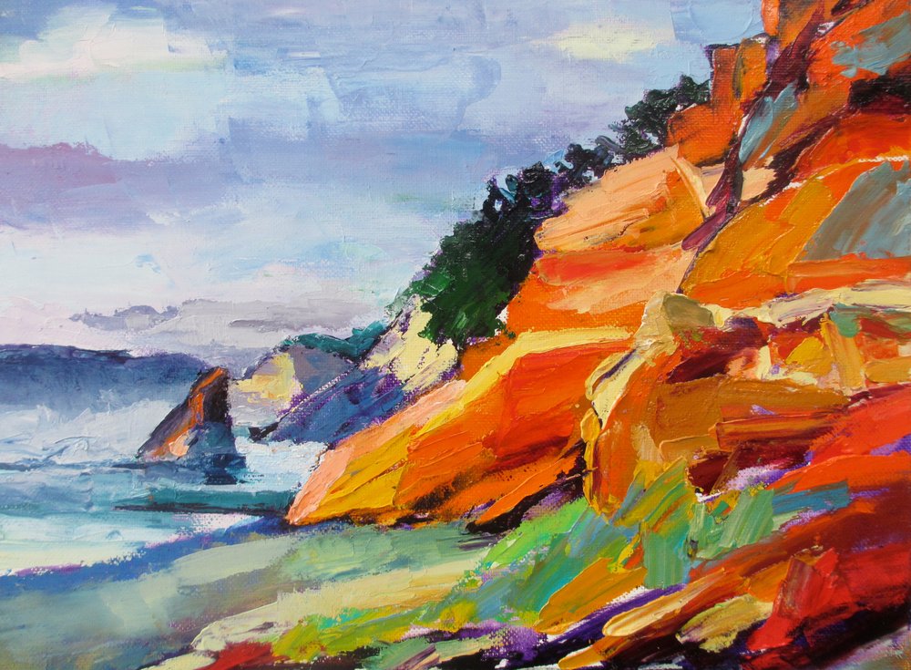 Vibrant Coastal Cliffs by Maxine Shore