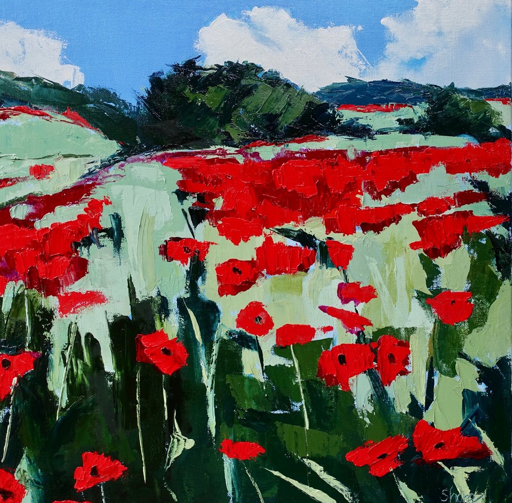 Vibrant Poppy Field by Maxine Shore