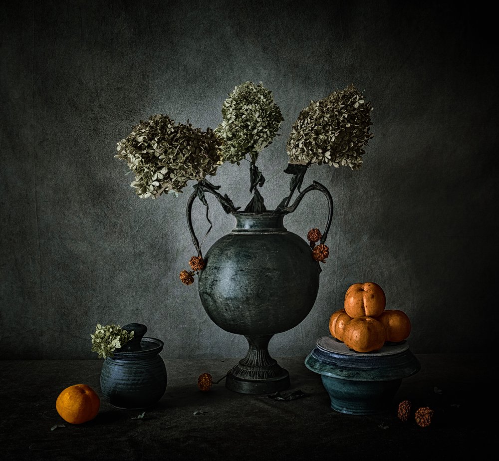 Dark Floral Still Life by May G