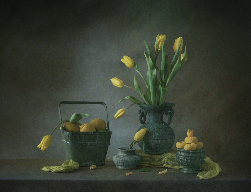 Golden Tulips and Lemons by May G