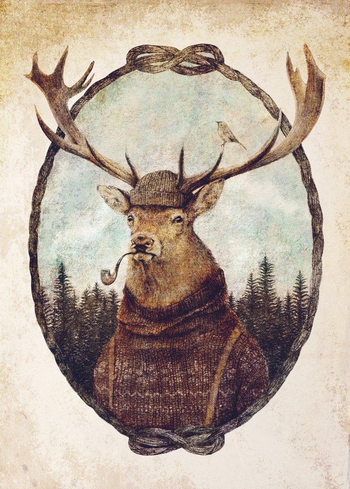 Deer Dressed In Cozy Attire by Mike Koubou