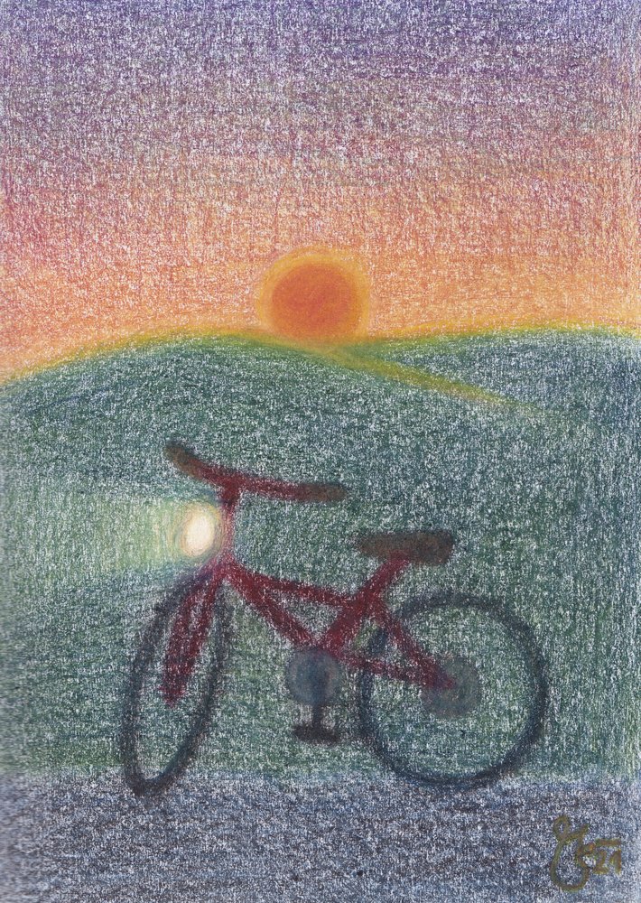 Bicycle At Sunset by Mirjam Schrei