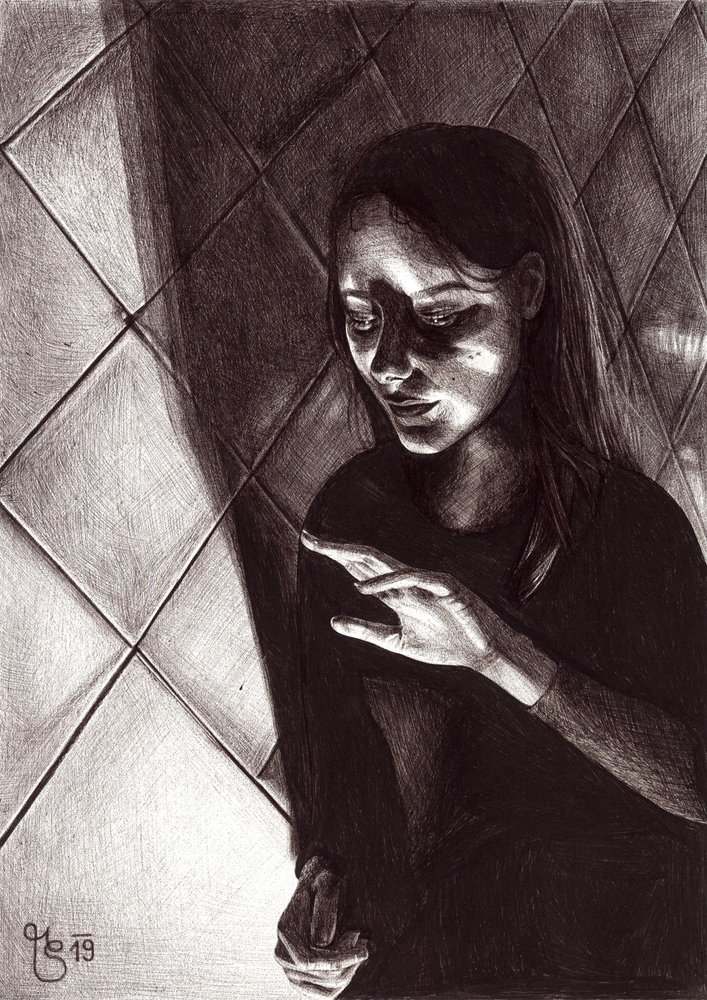 Woman In Glowing Shadow by Mirjam Schrei