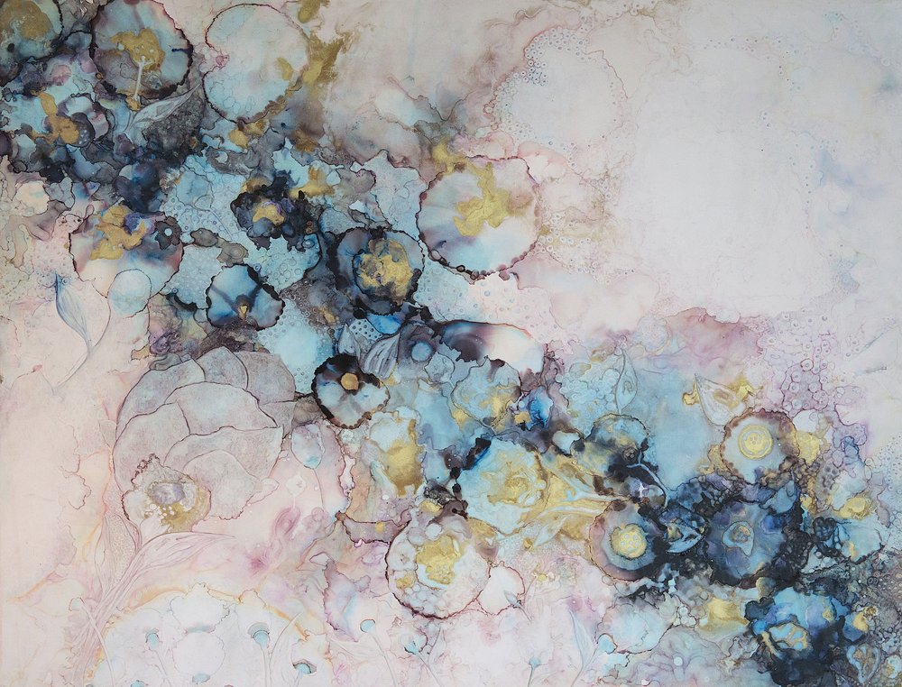 Dreamy Blue Blooms by Mishel Schwartz
