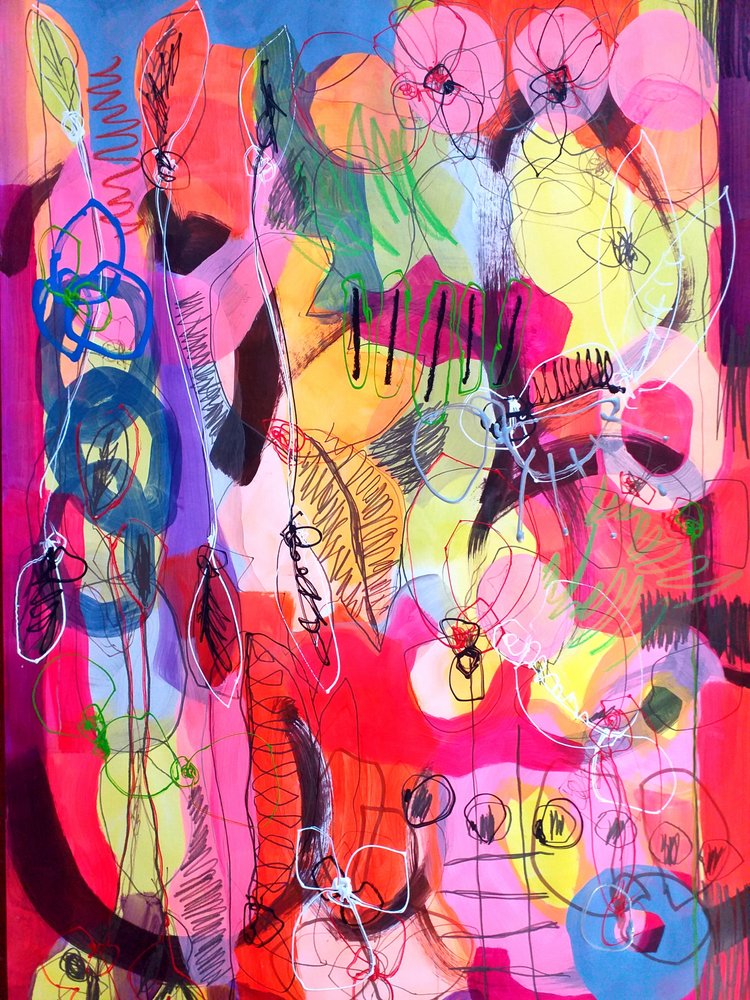 Vibrant Abstract Garden by Monika Riethmueller