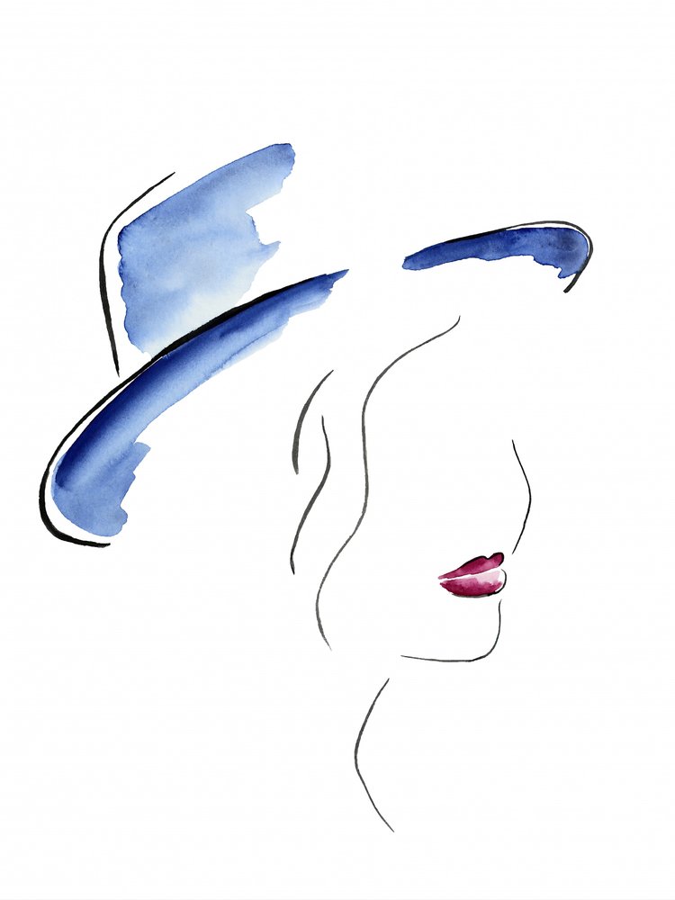 Chic Woman Blue Hat by Natalie Bruns