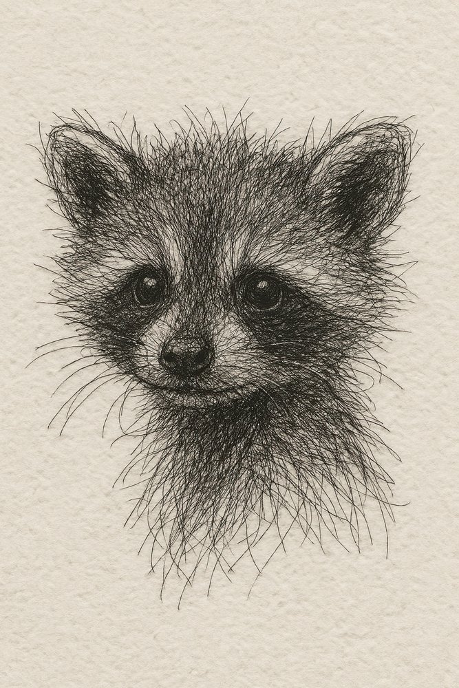 Curious Baby Raccoon by Natalie Bruns