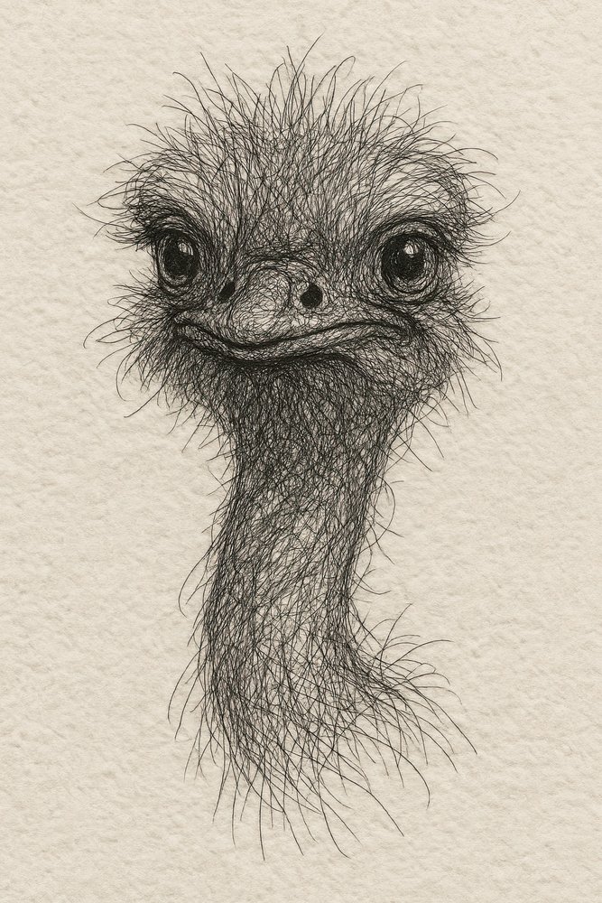 Friendly Emu Sketch by Natalie Bruns