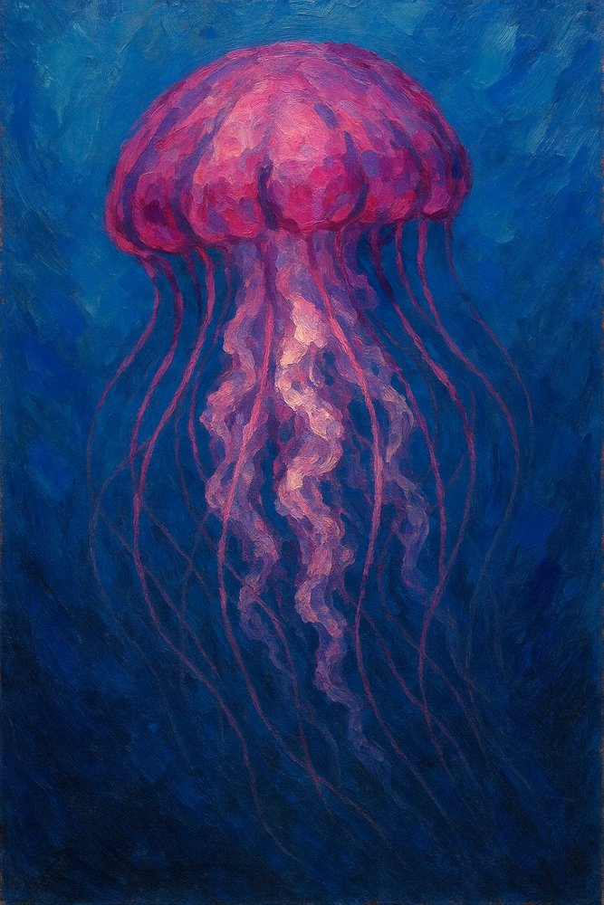 Glowing Pink Jellyfish by Natalie Bruns
