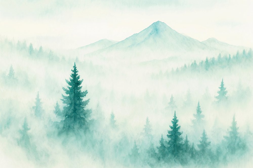 Misty Forest Mountains by Natalie Bruns