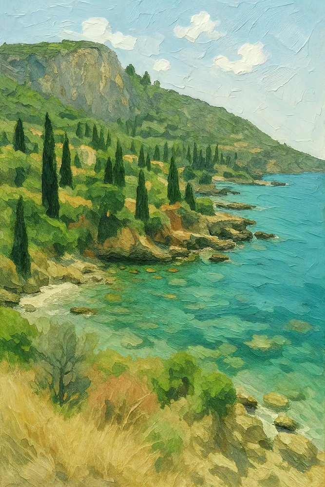 Peaceful Mediterranean Coast by Natalie Bruns
