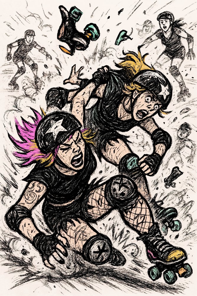 Roller Derby Crash by Natalie Bruns