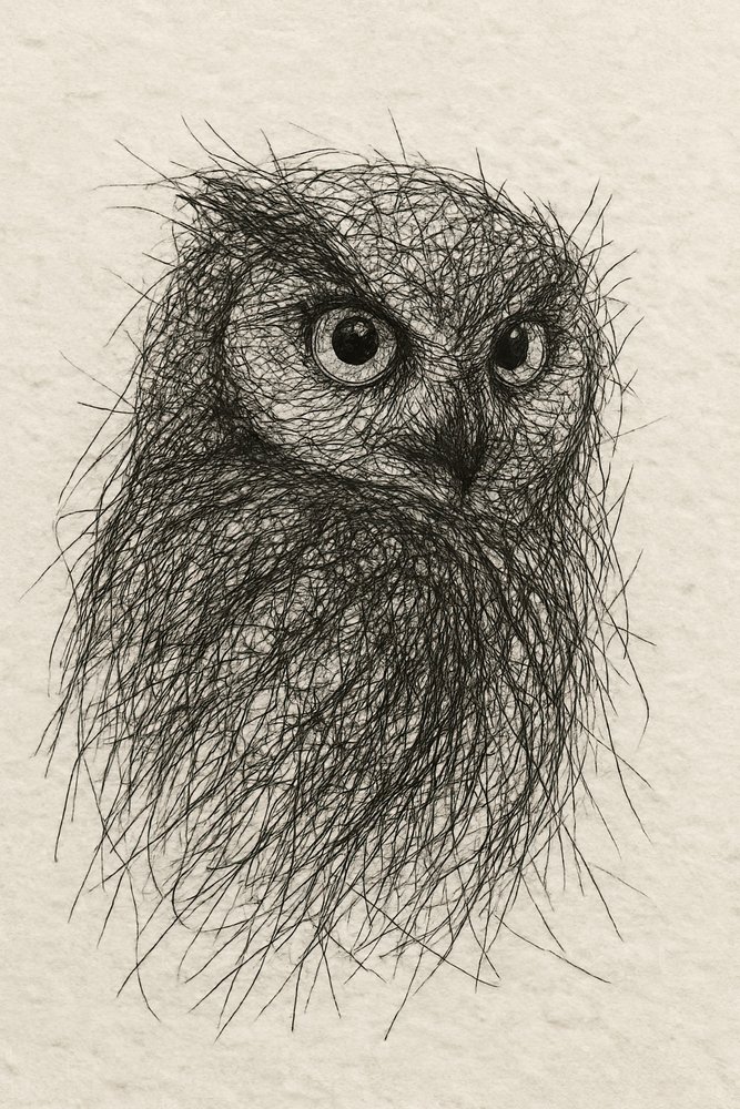 Scribbled Owl Gaze by Natalie Bruns