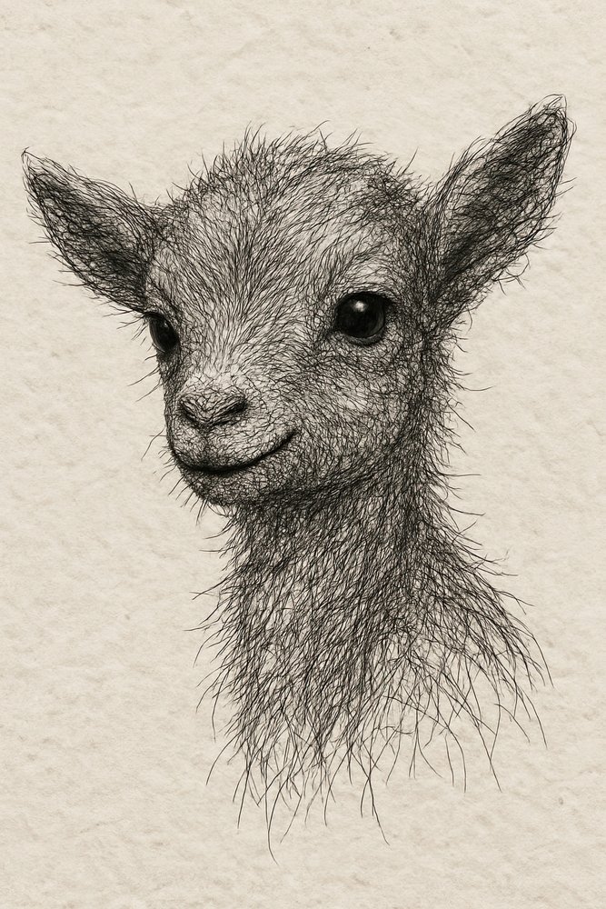 Smiling Baby Goat by Natalie Bruns