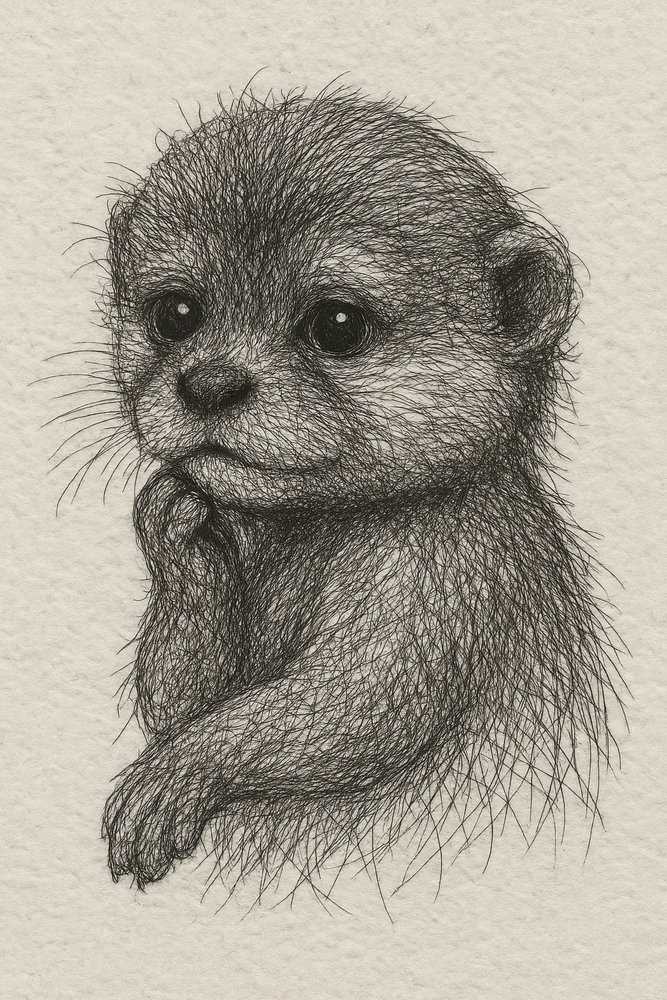 Thoughtful Baby Otter by Natalie Bruns