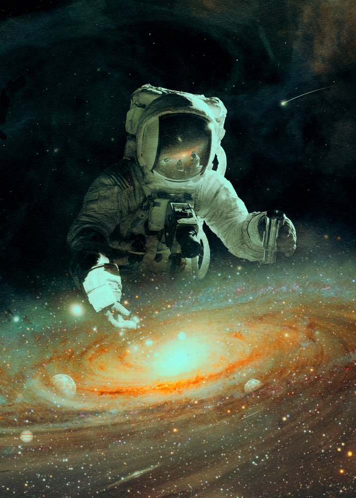 Astronaut Over Galaxy by Nicebleed