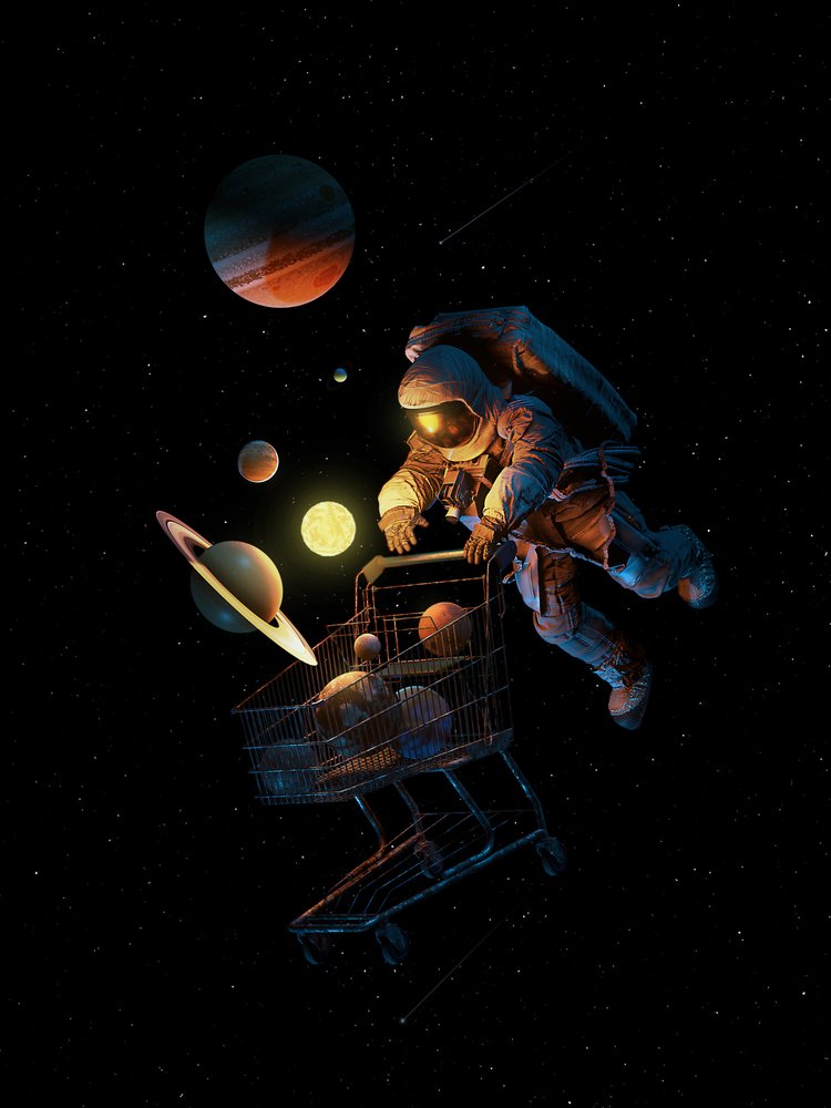 Astronaut Space Shopping by Nicebleed