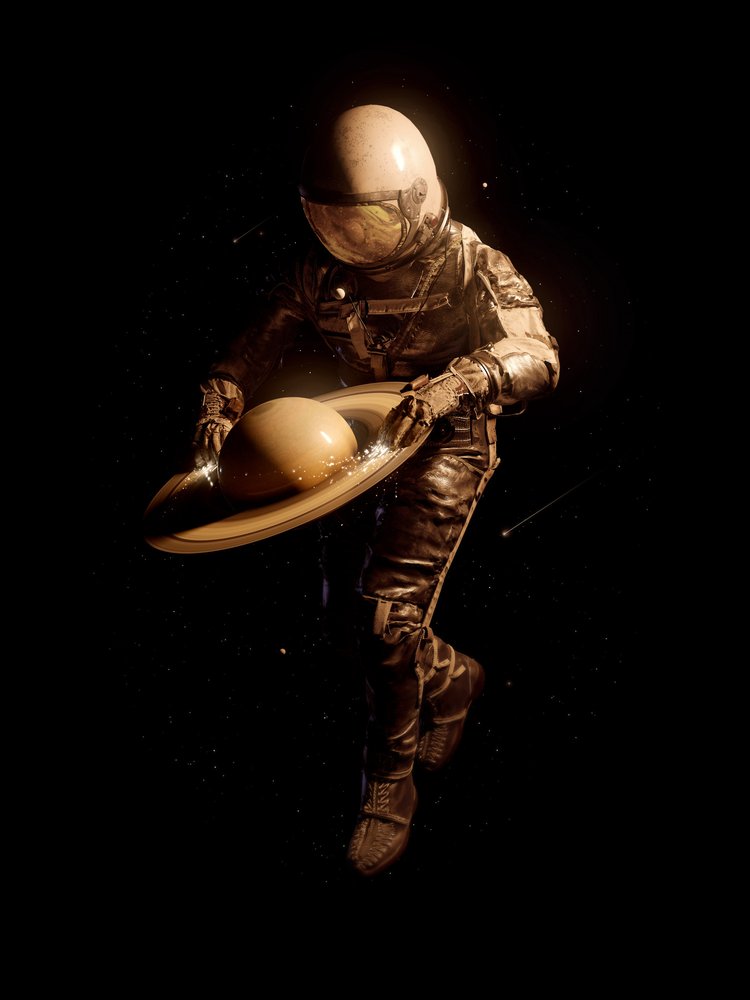Astronaut and Saturn by Nicebleed