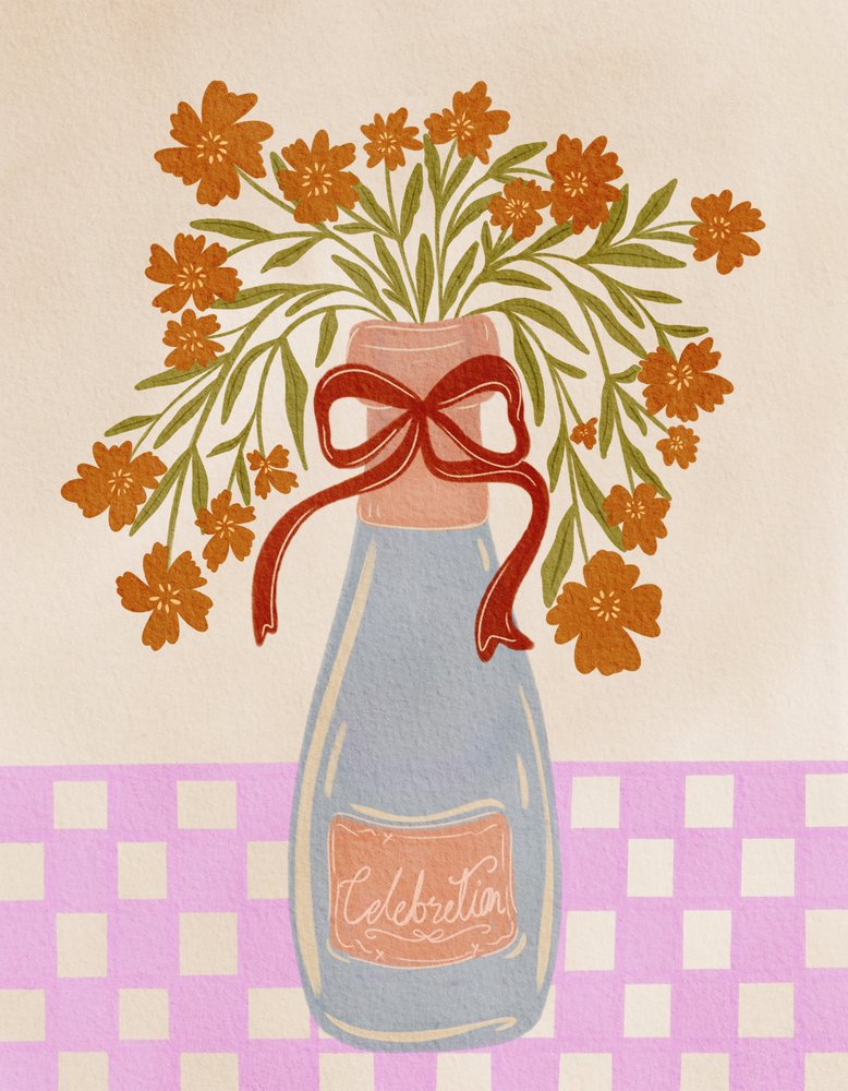 Festive Floral Champagne Bottle by Nikita Jariwala