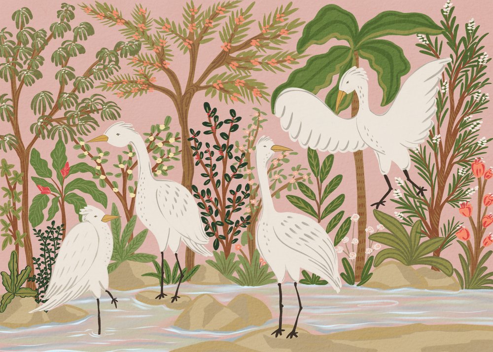 Peaceful Jungle Egrets by Nikita Jariwala