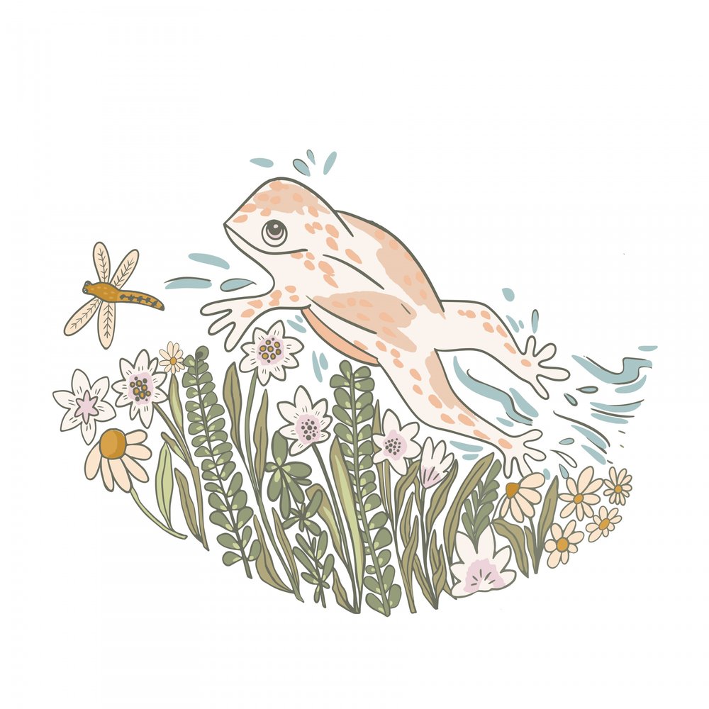 Whimsical Frog and Flowers by Nikita Jariwala